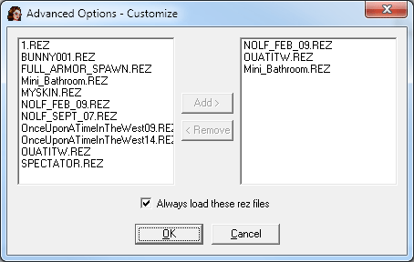 NOLF Advanced Options dialog